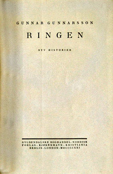 Ringen. København [etc.] : Gyldendal, 1921